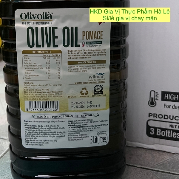 (Thùng 3) Dầu Olive Pomace Olivoila (5L)