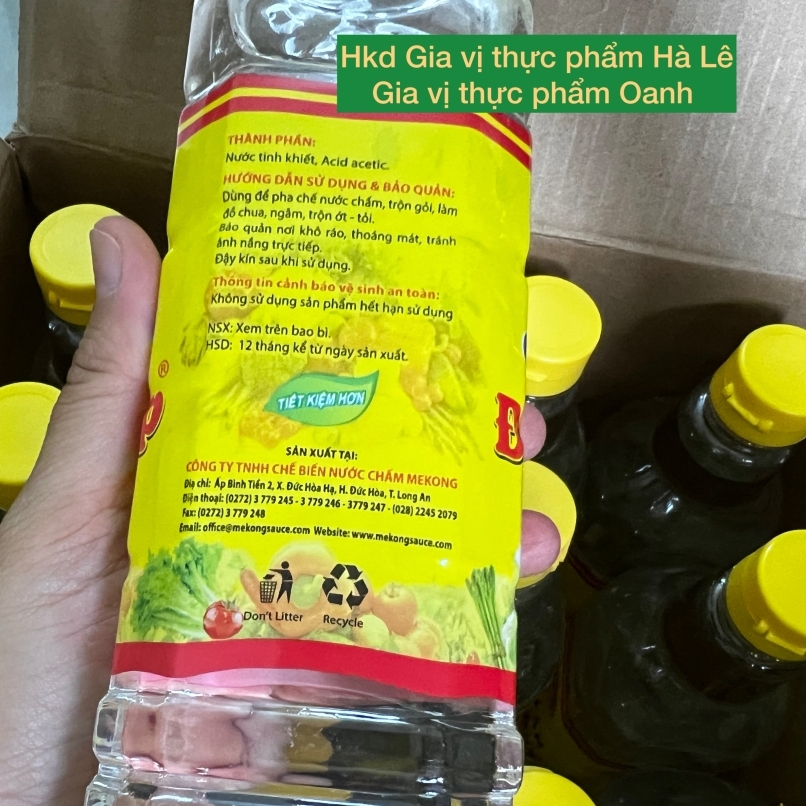 (Thùng 12) Giấm ăn Đầu Bếp Mekong 870ml