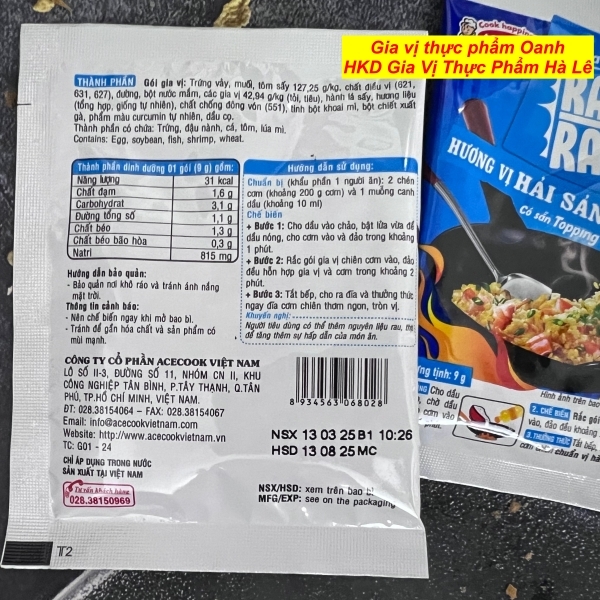 (Thùng 72) Gia vị chiên cơm hải sản Acecook (9gr)