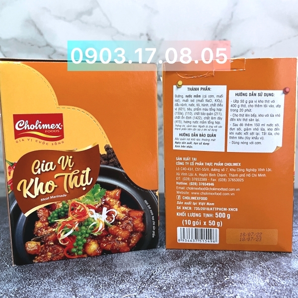 (Hộp 10) Gia Vị kho thịt gói 50g-Cholimex