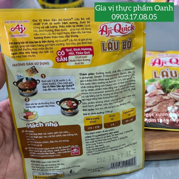 (Thùng 120) Gia vị lẩu bò Aji Quick 47gr