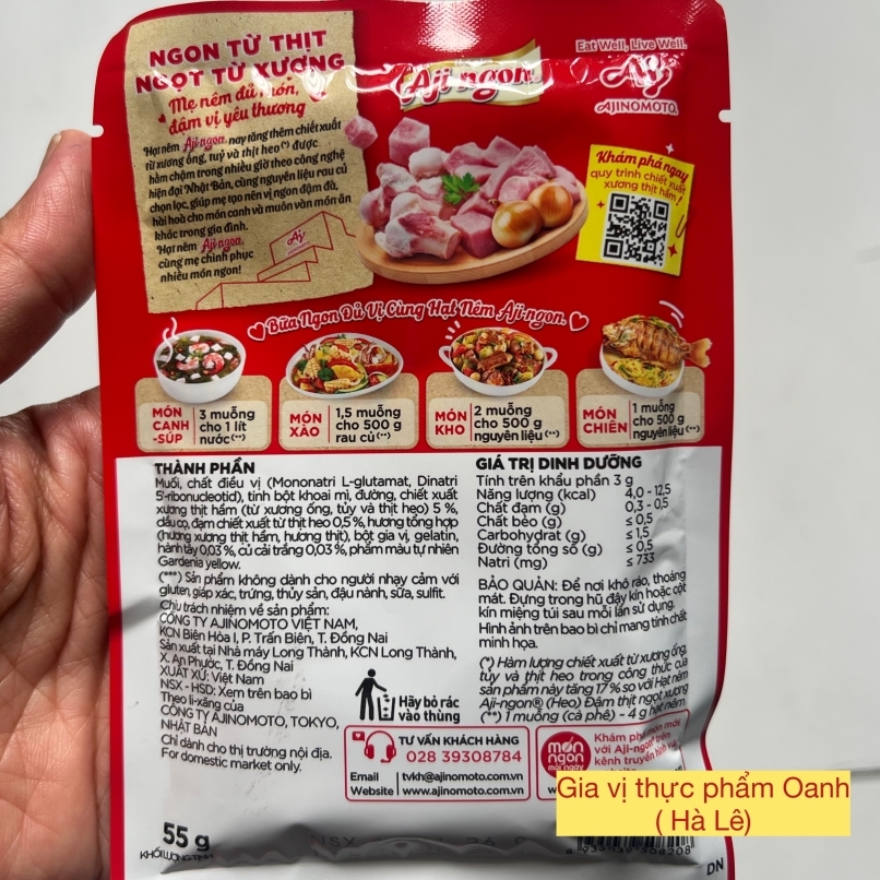 (Thùng 150) Hạt nêm heo Aji Ngon 55g