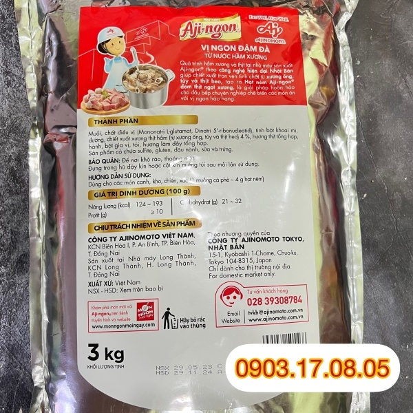 (Thùng 6) Hạt nêm heo Aji Ngon 3kg