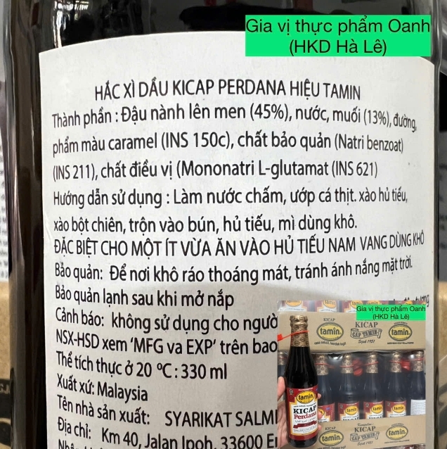 Hắc xì dầu Mã Lai Kicap Tamin (330ml)