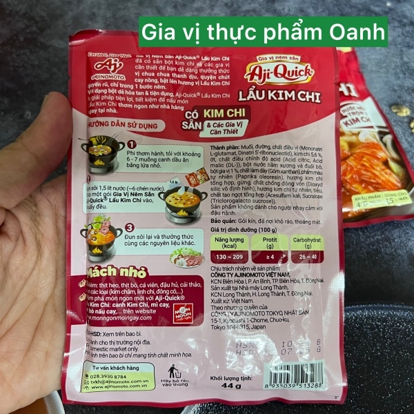 (Thùng 120) Gia vị lẩu kim chi Aji Quick 46gr
