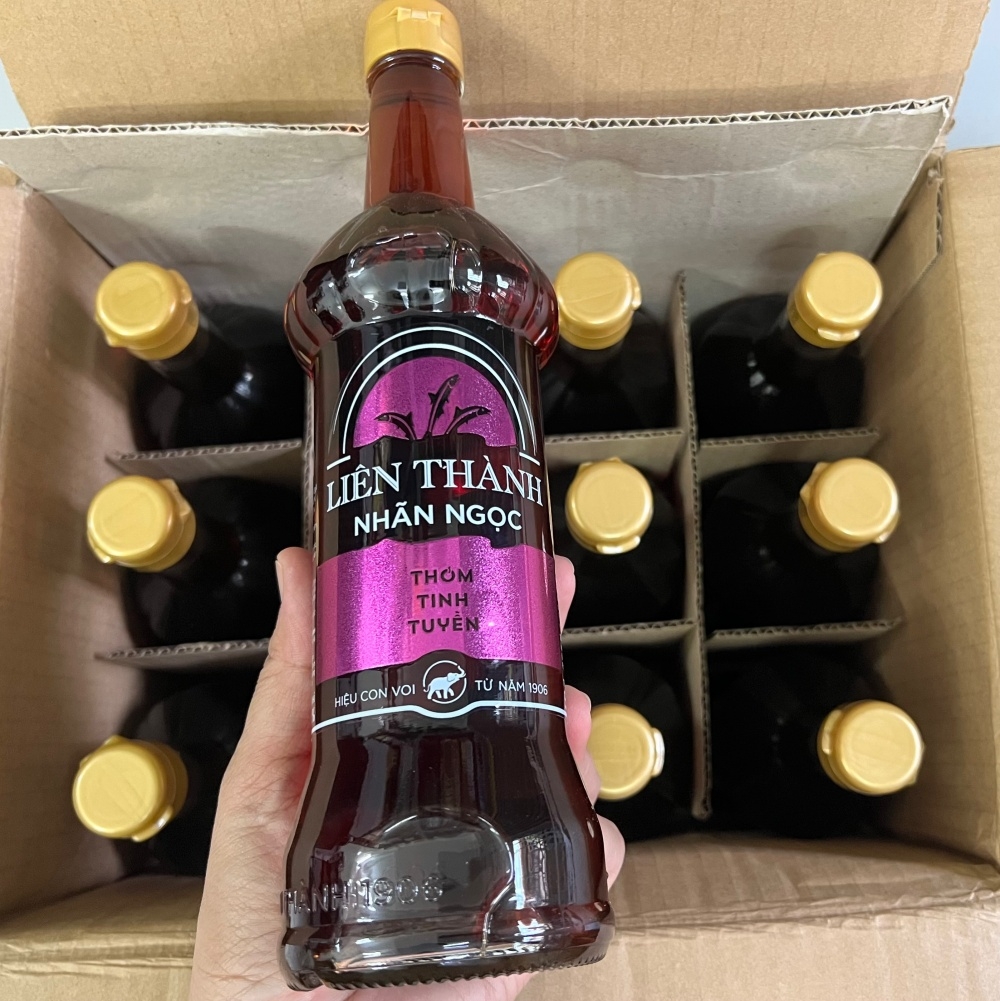(Thùng 12) Nước mắm Liên Thành nhãn ngọc 60% CỐT NHĨ CÁ CƠM (chai 500ml)