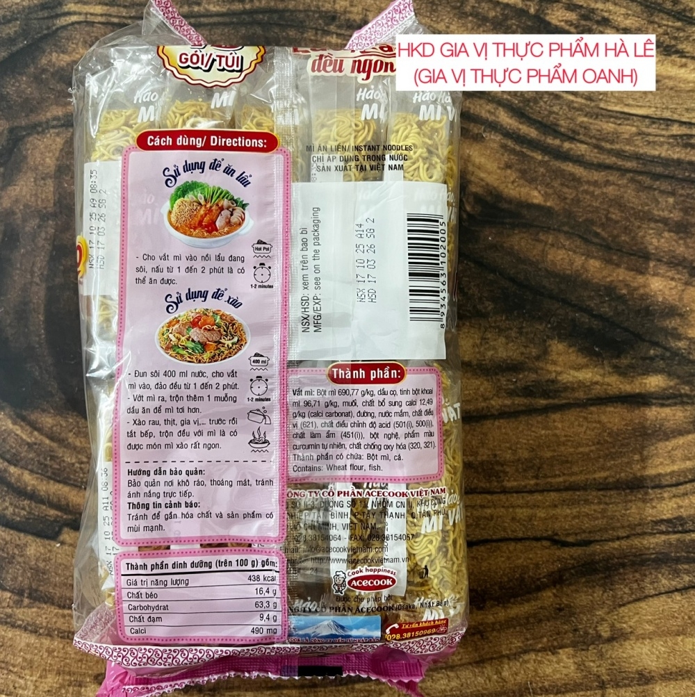 Mì vắt không gia vị Hảo Hảo (10*6 lốc)