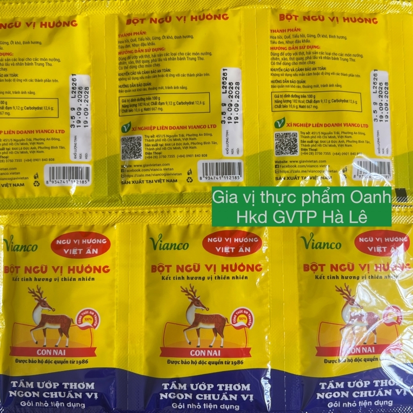Bột ngũ vị hương Vianco 3.5gr (Thùng 1000 gói)
