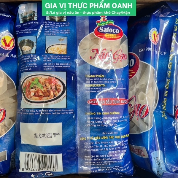 (Thùng 12) Nui gạo ống xéo(400gr) Safoco