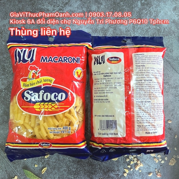 (Thùng 25) Nui ống lớn(400gr) Safoco