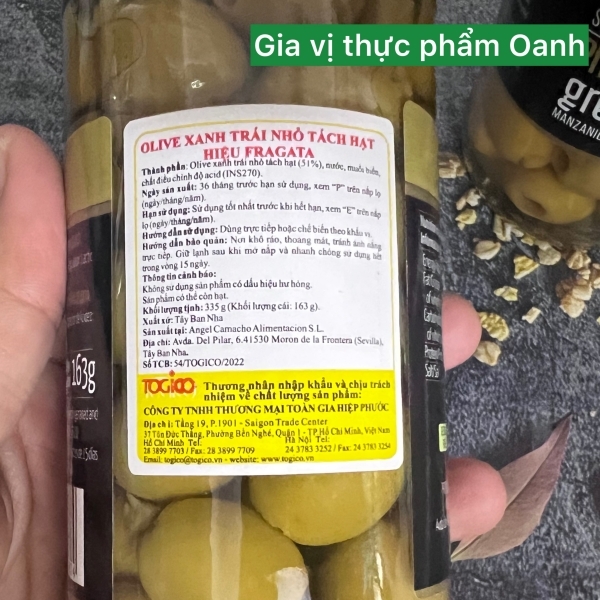 OLIVE XANH TRÁI NHỎ TÁCH HẠT (163G/335G)-FRAGATA