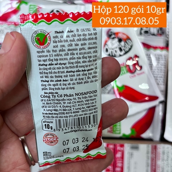 (Thùng 720) Tương ớt gói 10gr Ông Chà Và