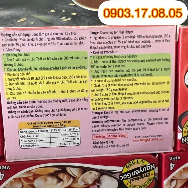 (Thùng 144) Viên gia vị lẩu thái 75gr-Ông Chà Và