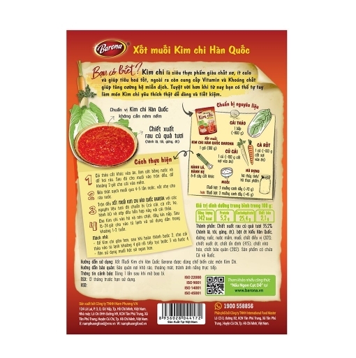 Xốt muối kim chi hoàn chỉnh Barona (180gr)-Hộp 10