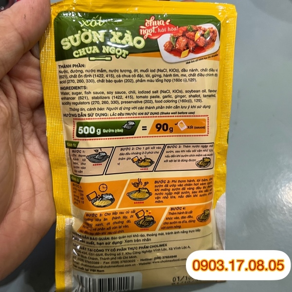 (Hộp 10) Xốt gia vị sườn xào chua ngọt Cholimex (90gr)