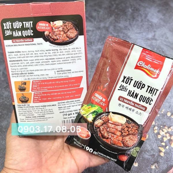 (Hộp 10) Xốt ướp thịt Hàn Quốc 90gr-Cholimex