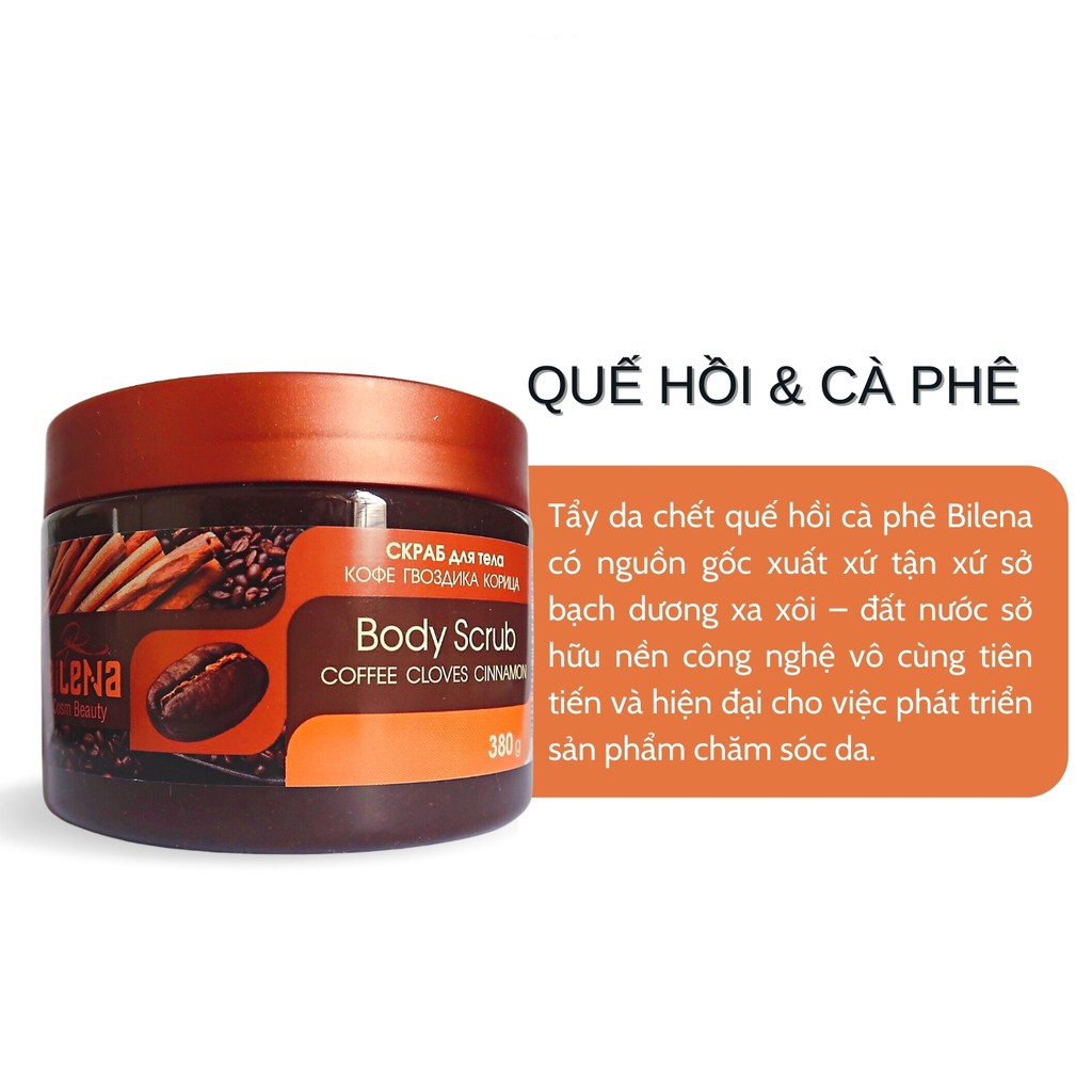 Tẩy da chết quế hồi cà phê Bilena Body Scrub 250ml | Lala Cosmetics - Thiên  đường mỹ phẩm