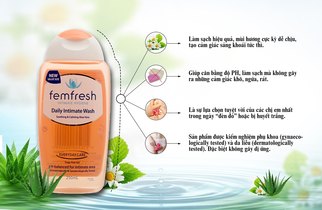 Dung Dịch vệ sinh phụ nữ Femfresh cao cấp hàng ngày 250ml | Lala Cosmetics  - Thiên đường mỹ phẩm