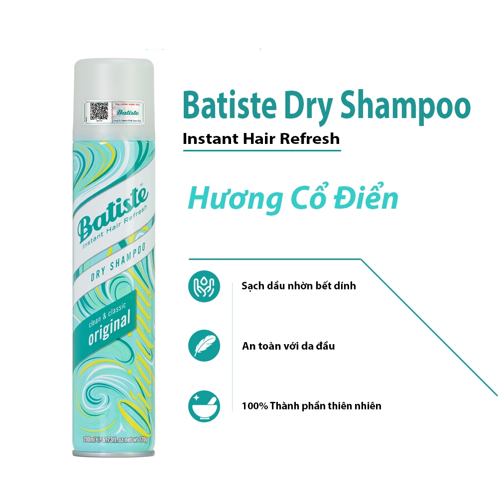 Dầu Gội Khô Batiste Dry Shampoo 200ml | Lala Cosmetics - Thiên đường mỹ phẩm
