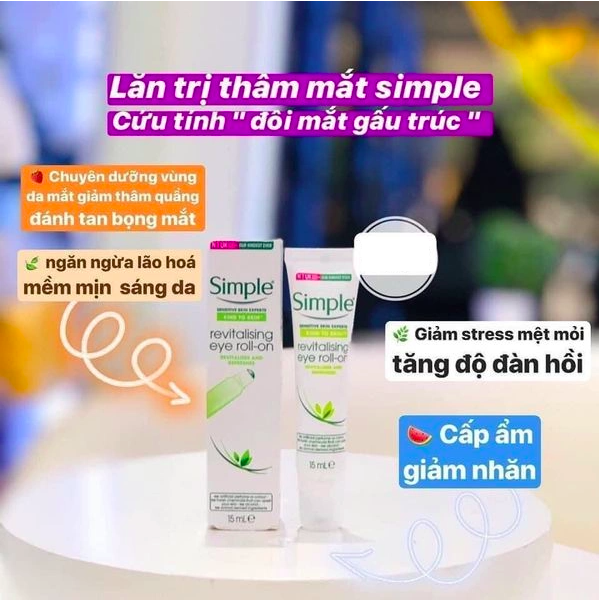 Lăn Dưỡng Mắt Simple Revitalising Eye RollOn 15ml Lala Cosmetics Thiên đường mỹ phẩm Lăn Dưỡng Mắt Simple Revitalising Eye RollOn 15ml Lala Cosmetics Thiên đường mỹ phẩm