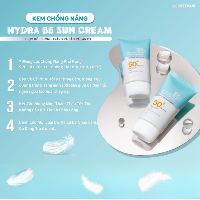 Kem Chống Nắng Pretty Skin Phục Hồi Dưỡng Trắng Hydra B5 Sun Cream SPF  50+/PA+++ | Lala Cosmetics - Thiên đường mỹ phẩm