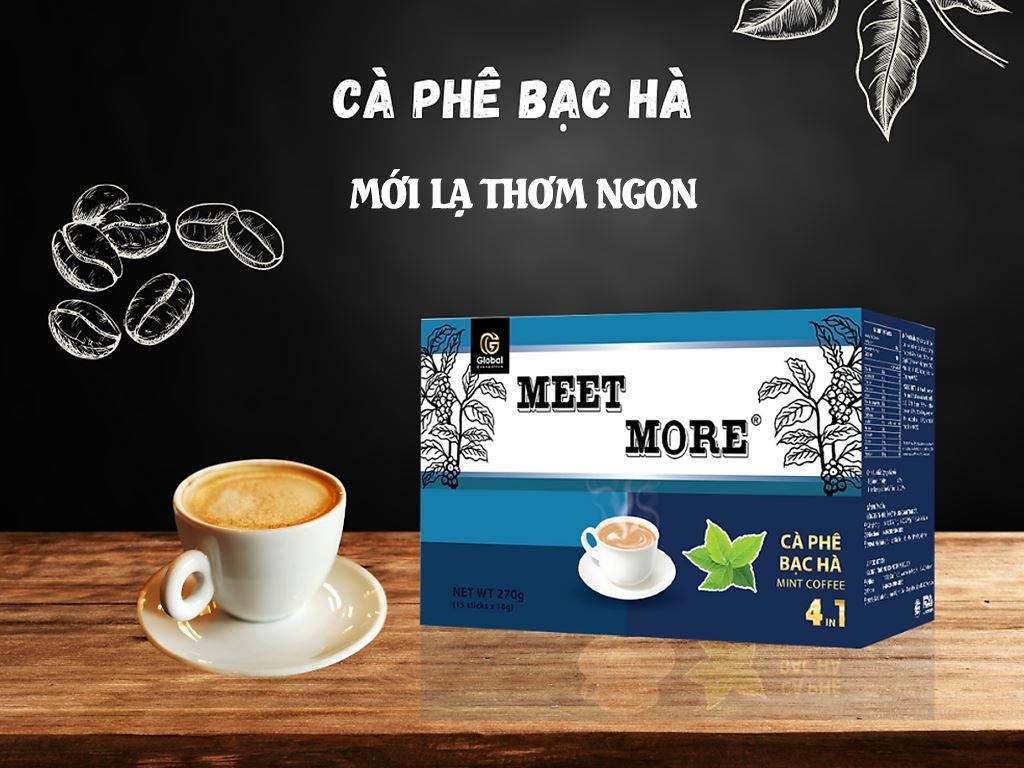 Cà phê bạc hà Mint Coffee Meet More 270g 페퍼민트 인스턴트 커피 270g Xin Chào