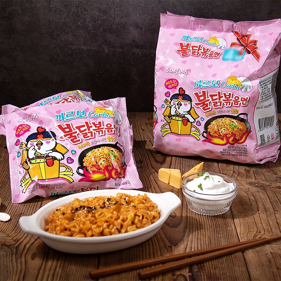 Mì gà cay vị sốt kem carbonara Samyang 130g | 삼양 까르보 불닭볶음면 멀티 130g | Xin Chào Korea Mart
