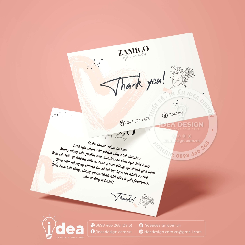 In Card cảm ơn, thẻ cảm ơn, thank you card, thiệp cảm ơn