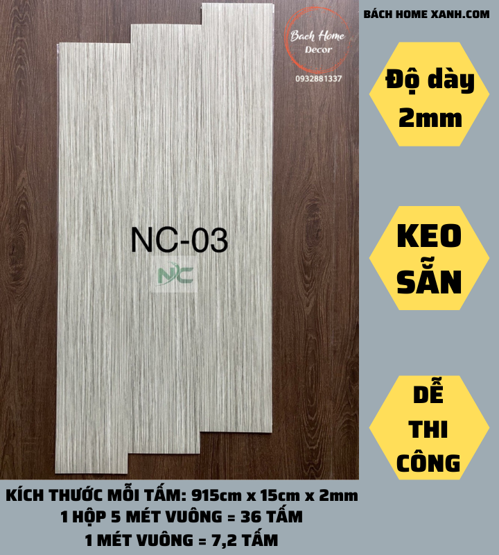 Sàn nhựa keo sẵn NC Floor NC03 | Bách Home Xanh