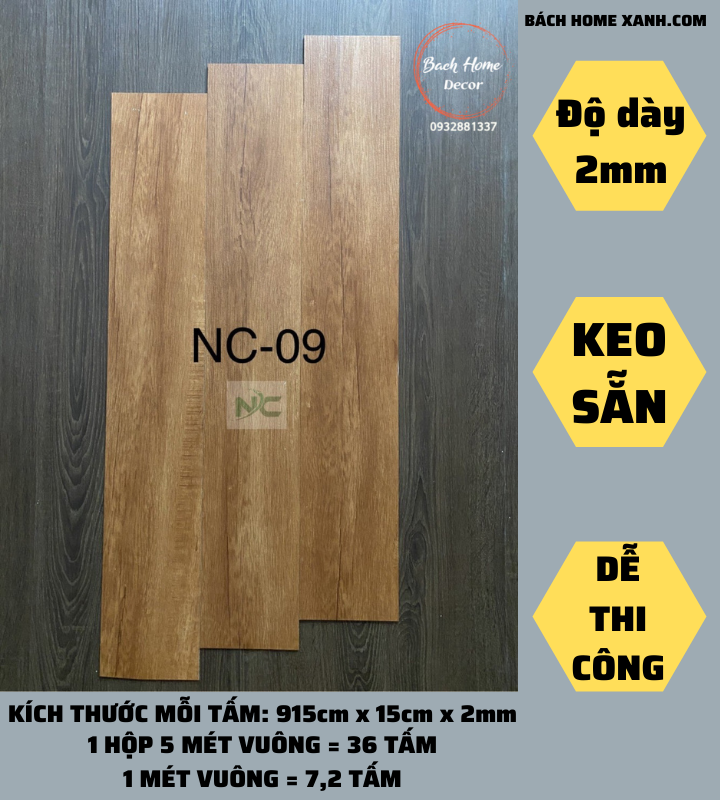 Sàn nhựa keo sẵn NC Floor NC9 | Bách Home Xanh