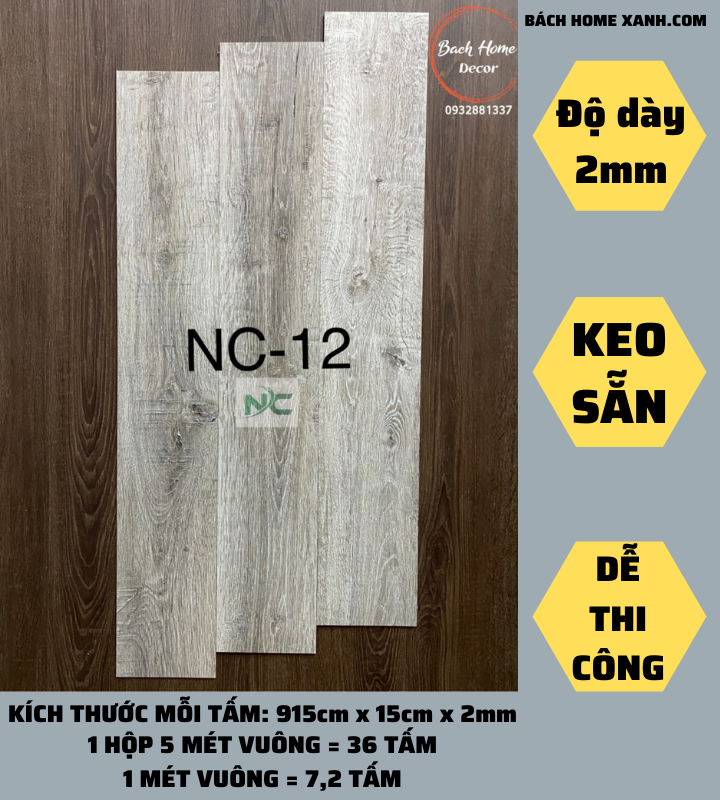 Sàn nhựa keo sẵn NC Floor NC12 | Bách Home Xanh