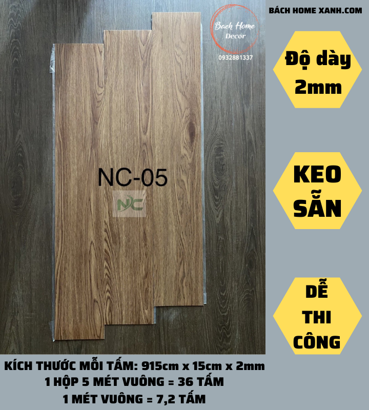 Sàn nhựa keo sẵn NC Floor NC05 | Bách Home Xanh