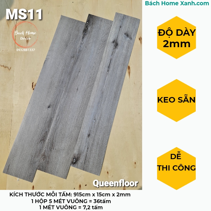 Sàn nhựa keo sẵn Queen Floor MS11 | Bách Home Xanh