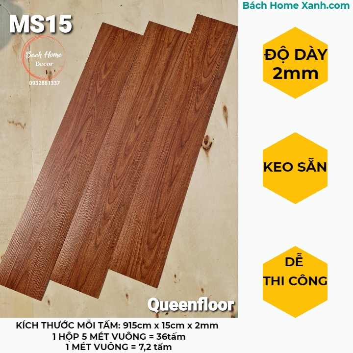 Sàn nhựa keo sẵn Queen Floor MS015 | Bách Home Xanh