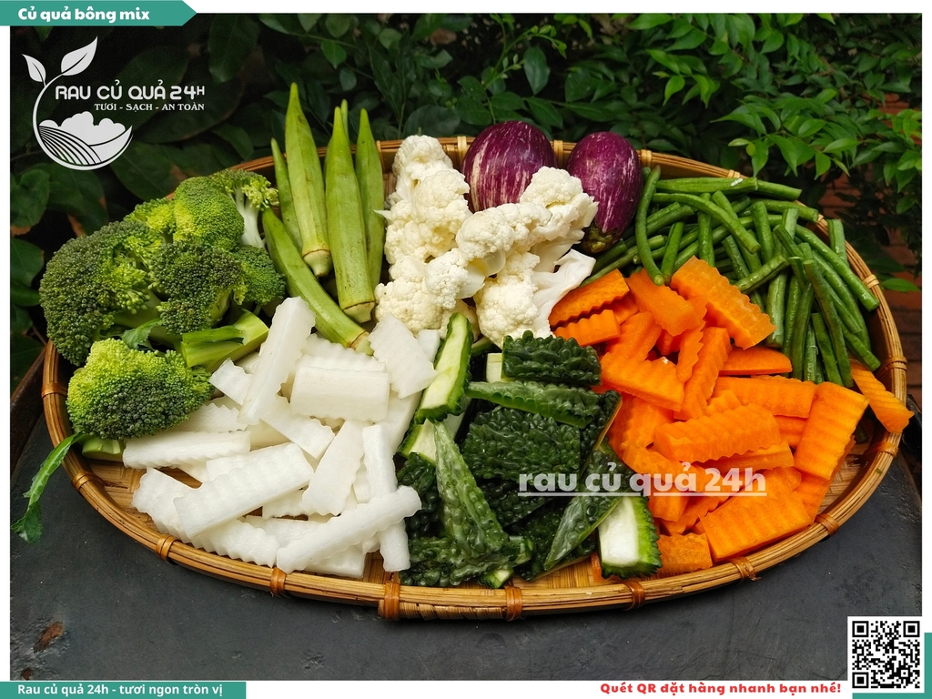 Combo củ quả bông mix khoảng 350 - 500g