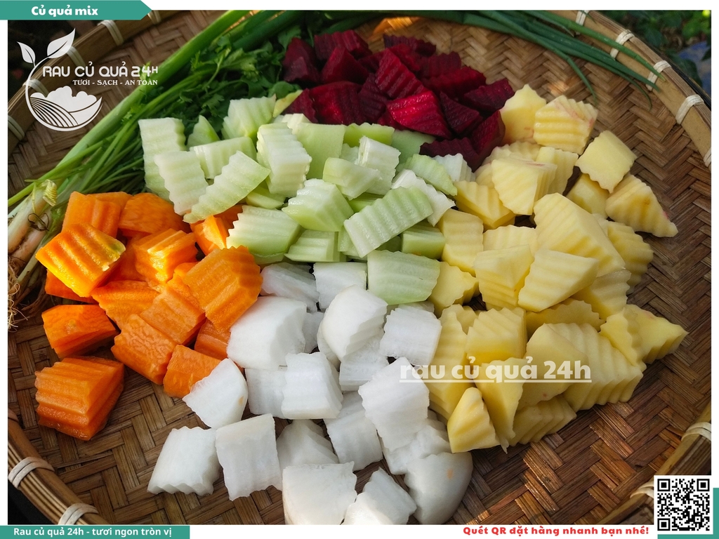 Combo củ quả mix khoảng 350 - 400g