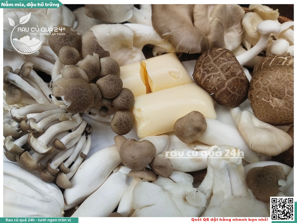 Nấm mix, đậu hũ trứng