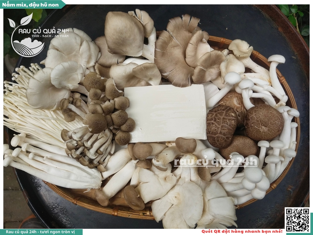 Nấm mix, đậu hũ non