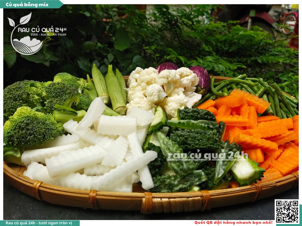 Combo củ quả bông mix khoảng 350 - 500g