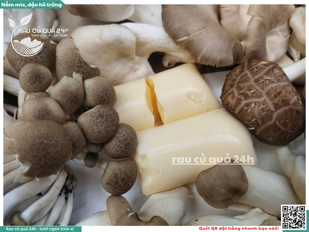 Nấm mix, đậu hũ trứng