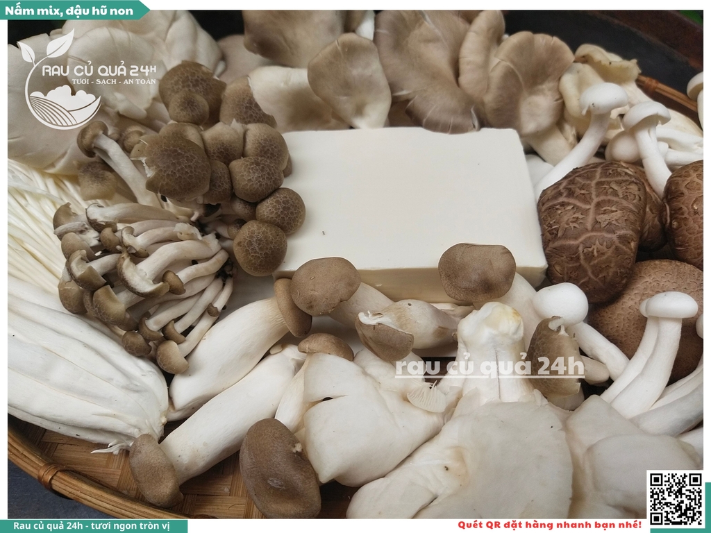Nấm mix, đậu hũ non