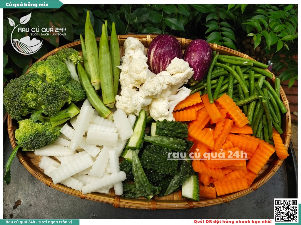 Combo củ quả bông mix khoảng 350 - 500g