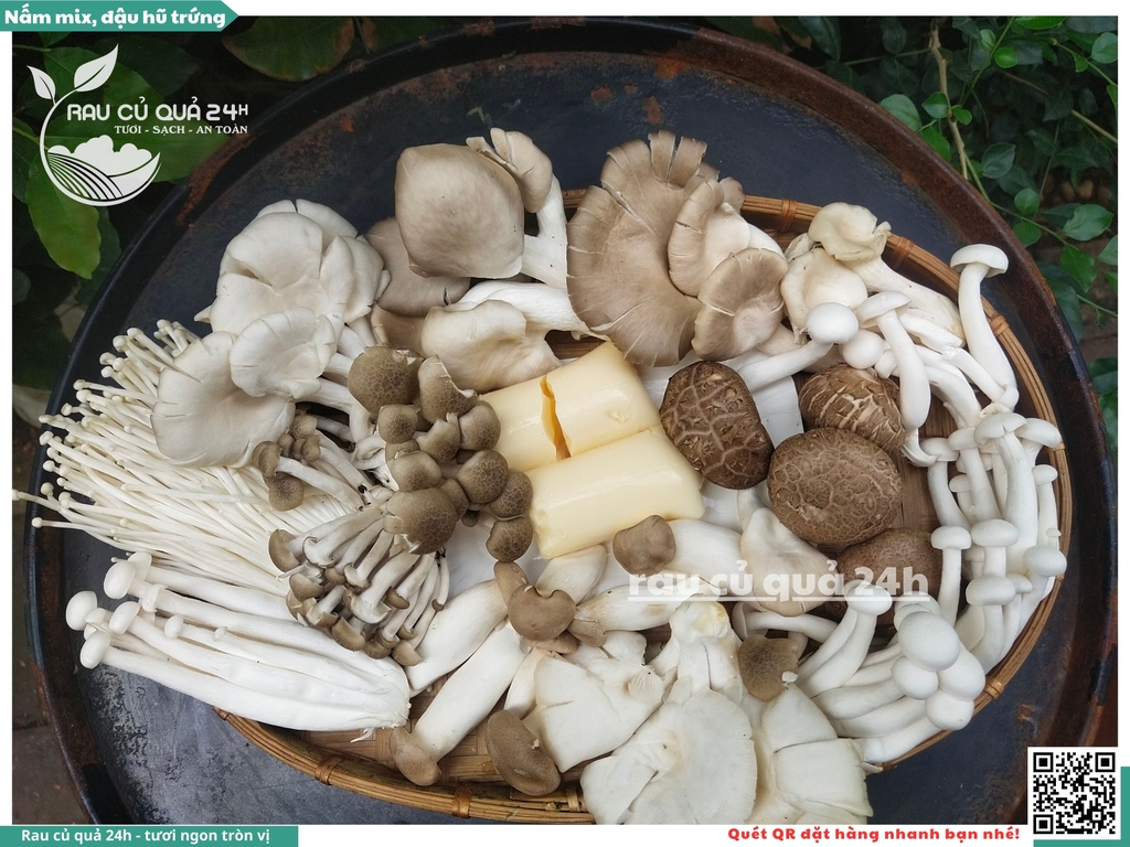 Nấm mix, đậu hũ trứng