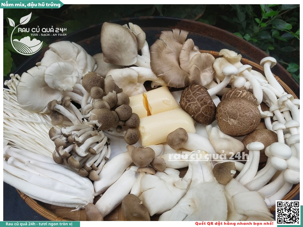Nấm mix, đậu hũ trứng