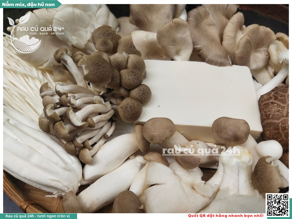 Nấm mix, đậu hũ non