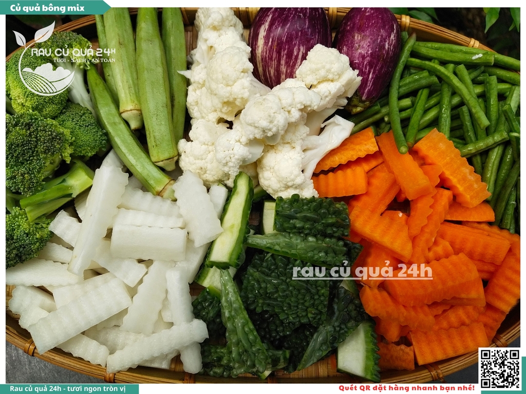 Combo củ quả bông mix khoảng 350 - 500g