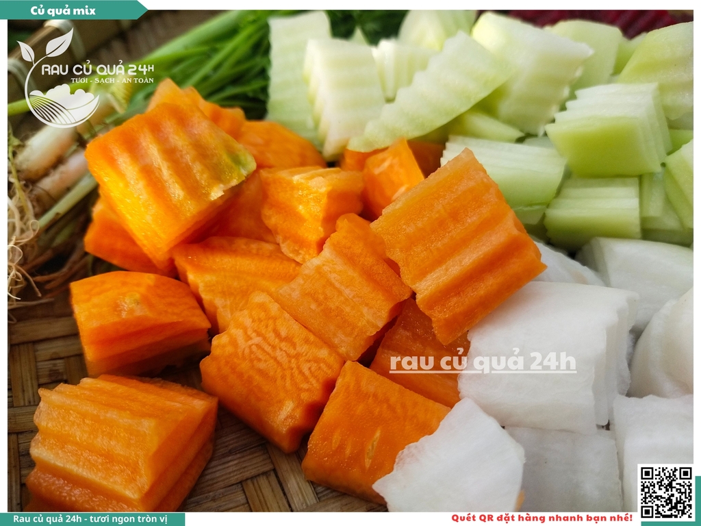 Combo củ quả mix khoảng 350 - 400g