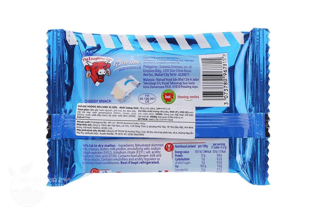 Phô mai vuông vị sữa Con Bò Cười Belcube 78g