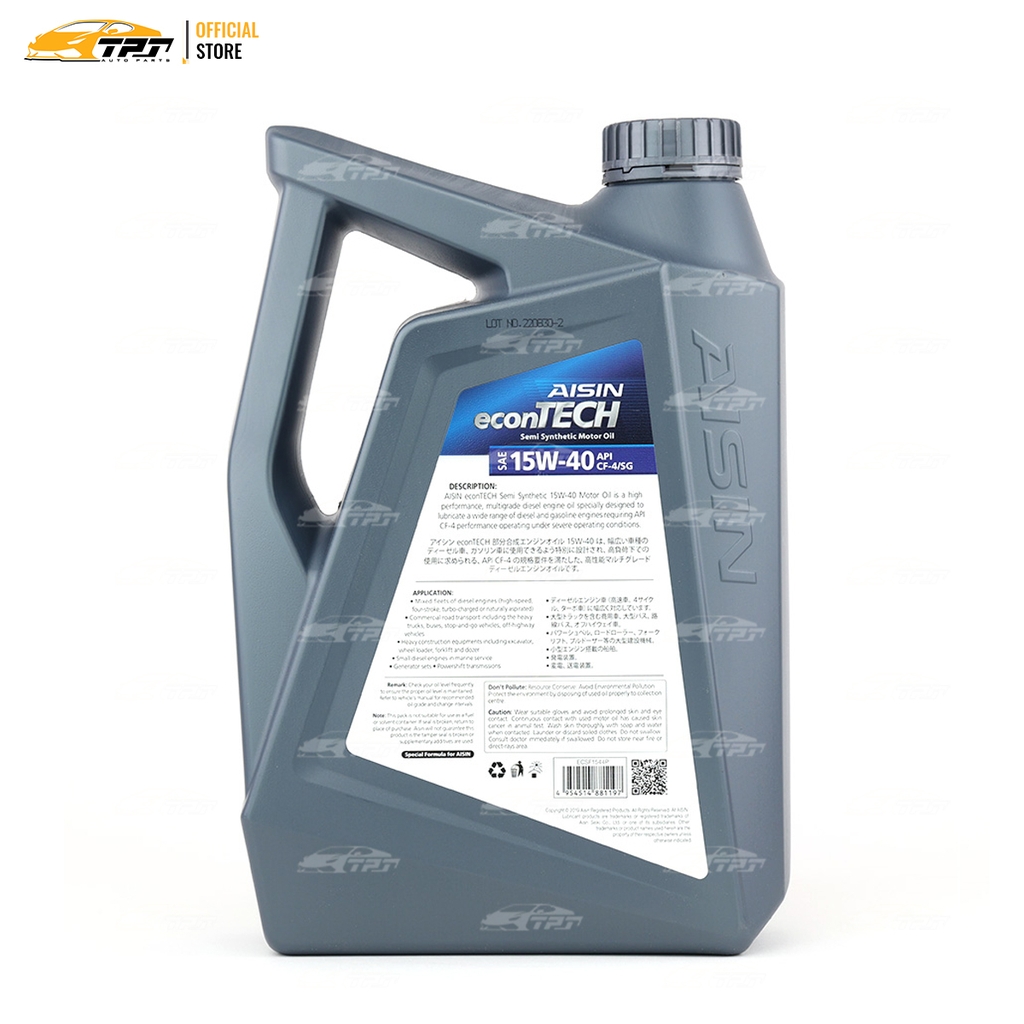 15W-40 CF4/SG Nhớt Động Cơ Semi Synthetic ECS Formula ECSF1544PN [4 Lít] AISIN - Japan