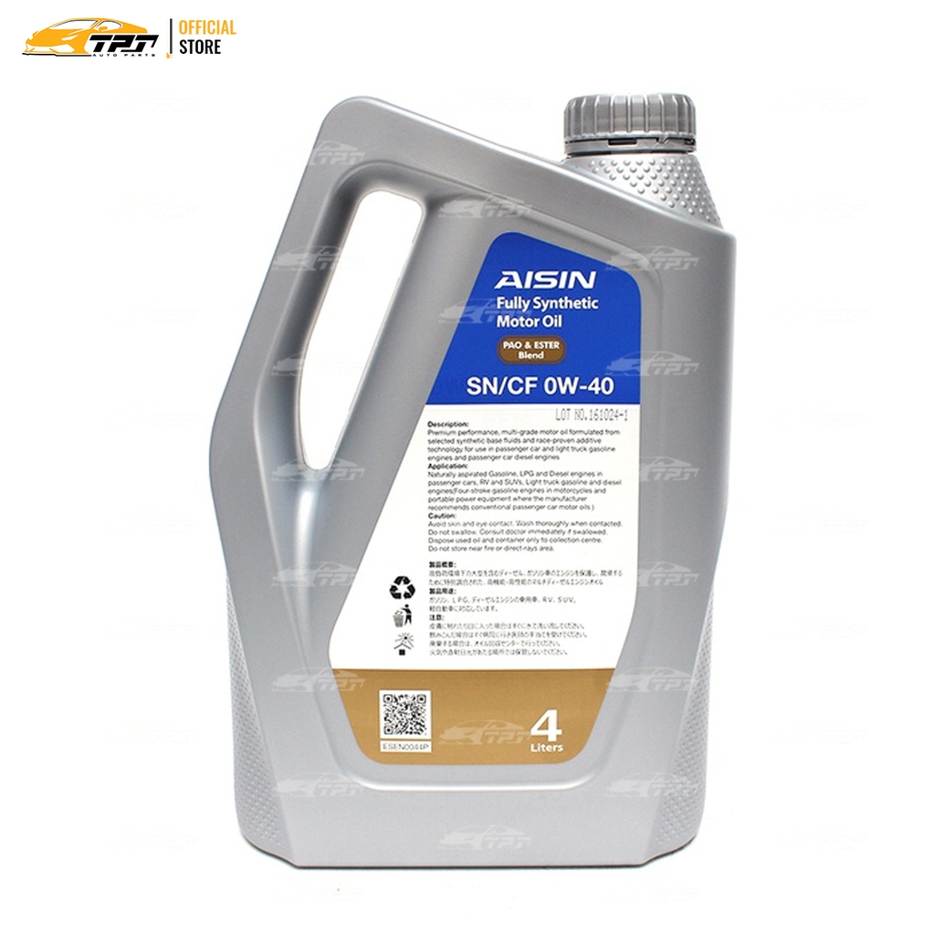 0W-40 SN/CF Nhớt Động Cơ Pao & Ester Blend Fully ESEN0044P [4 Lít] AISIN - Japan